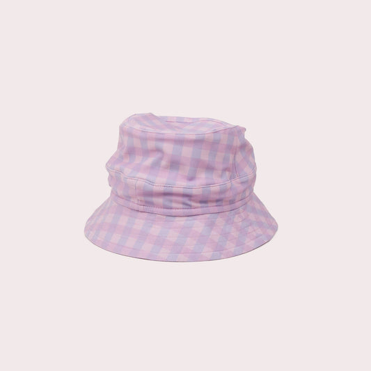 A close-up showing the soft textures and quality craftsmanship of the Lilac Swim Hat: M (6-12 months).