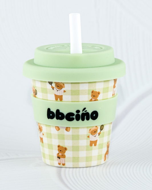 A close-up showing the soft textures and quality craftsmanship of the Cub Babycino Cup - 120ml (STRAW INCLUDED).