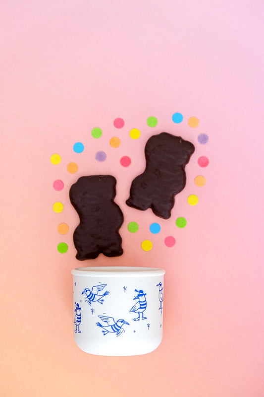 A close-up showing the soft textures and quality craftsmanship of the Chippie Crew Silicone SNACK POT .