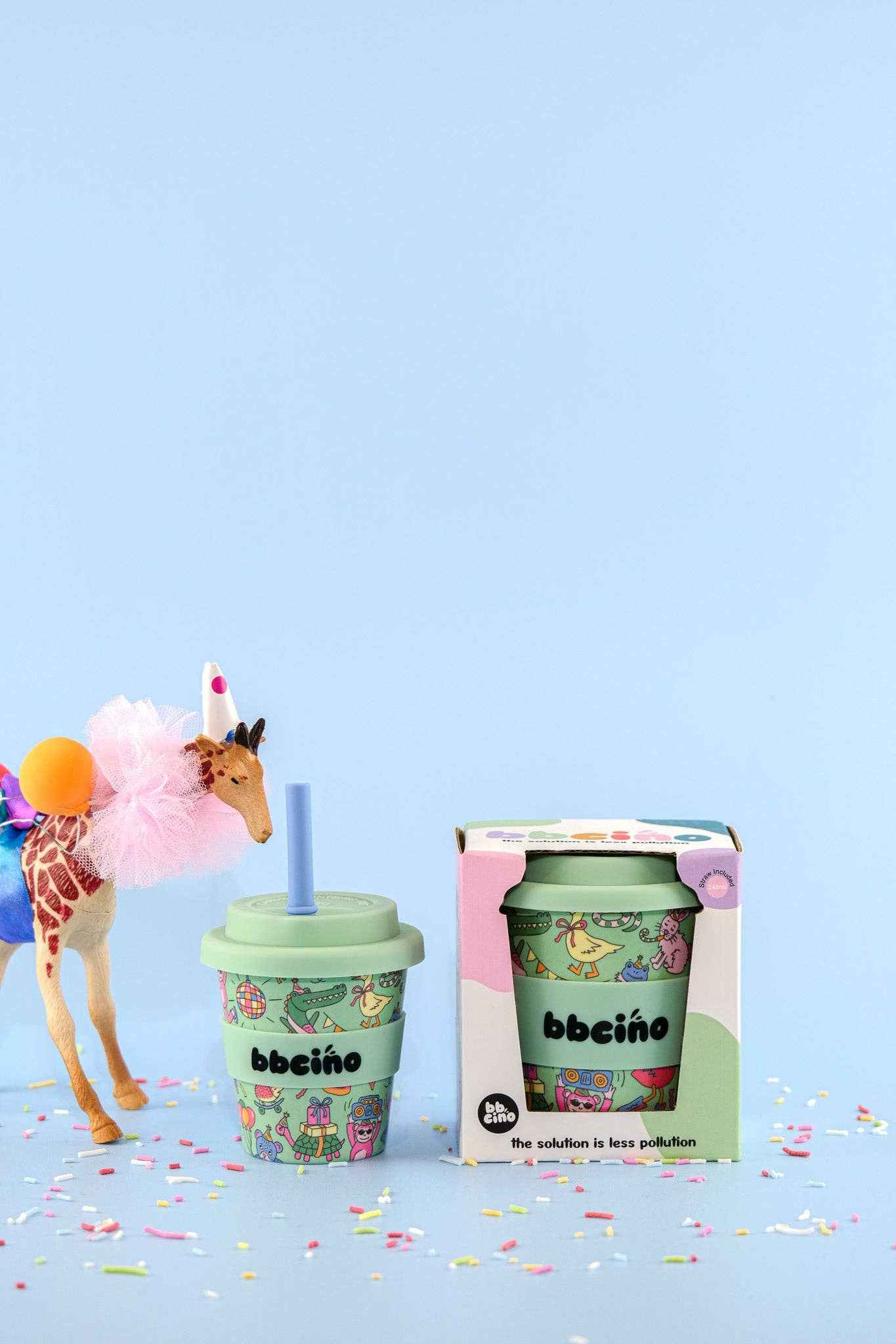 Party Animal in Green Babycino Cup - 120ml (STRAW INCLUDED)