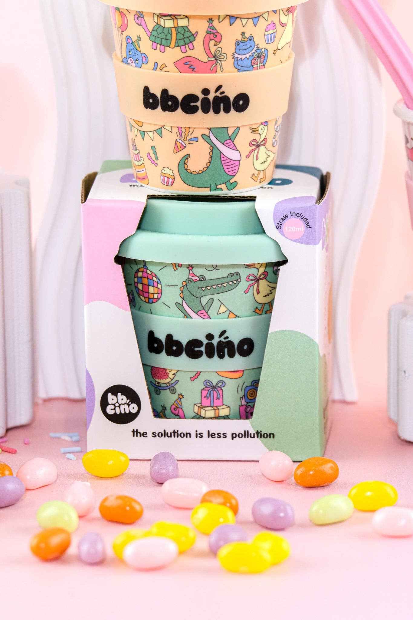 Party Animal in Green Babycino Cup - 120ml (STRAW INCLUDED)