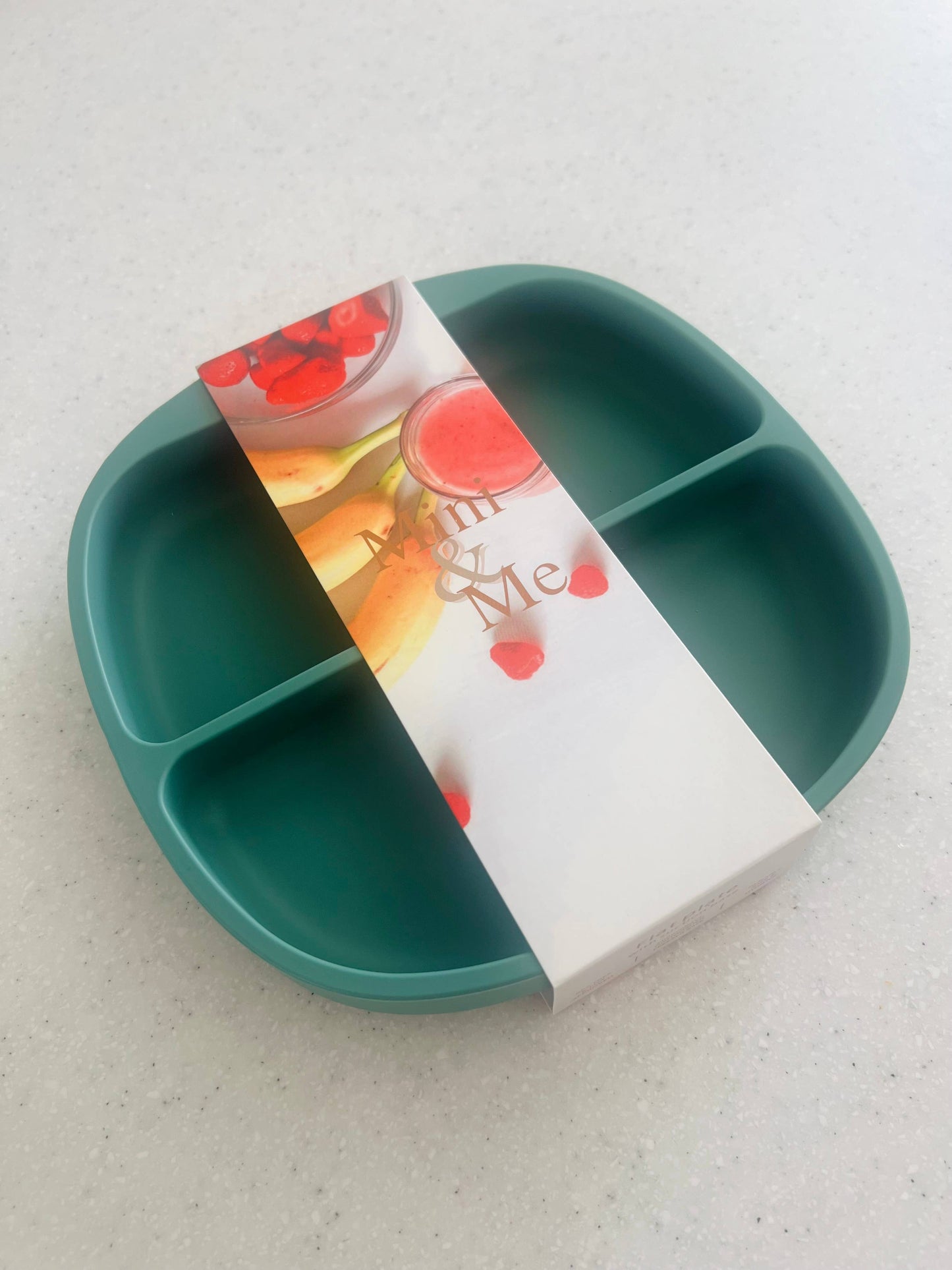 Mini & Me Divider Plate in kale-green, ice-blue and almond - additional view 6