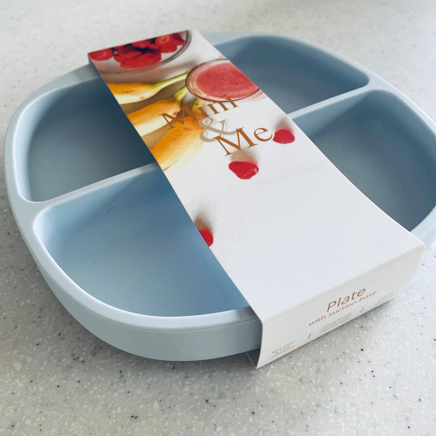 Mini & Me Divider Plate in kale-green, ice-blue and almond - additional view 7