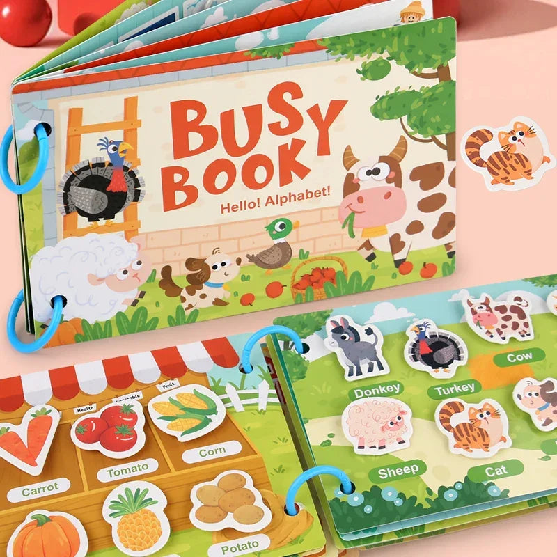 Montessori busy book - quiet learning activity book for toddlers 2-3 years