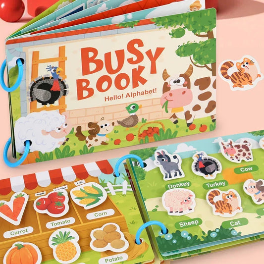 Montessori busy book - quiet learning activity book for toddlers 2-3 years