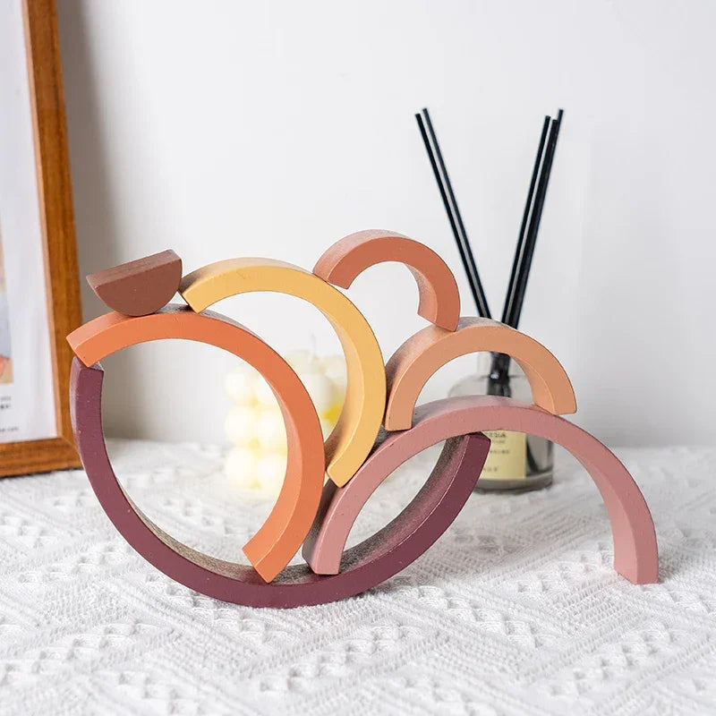 Montessori wooden arches for color recognition and sequencing