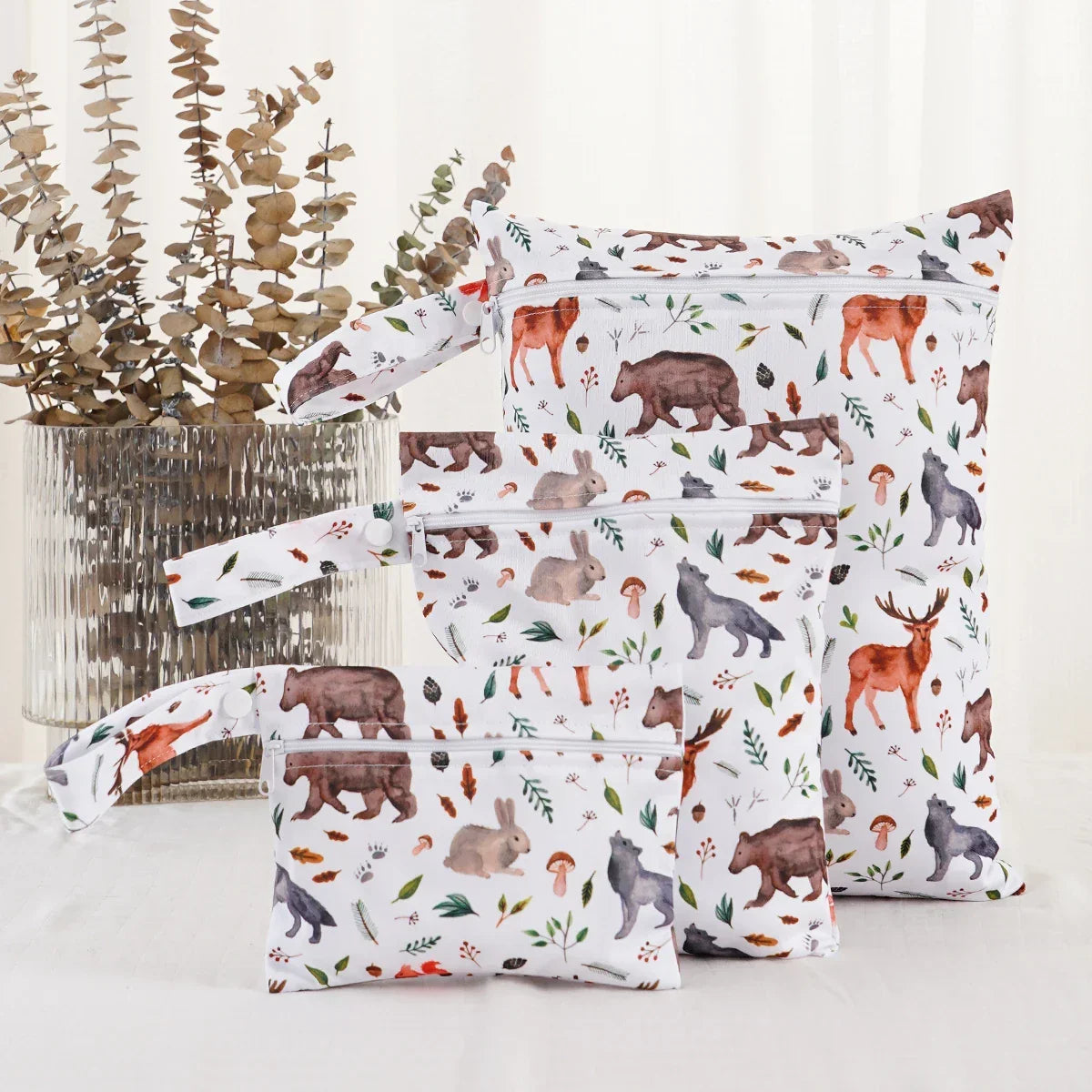 Washable wet bags in coordinated colors - eco-friendly reusable storage