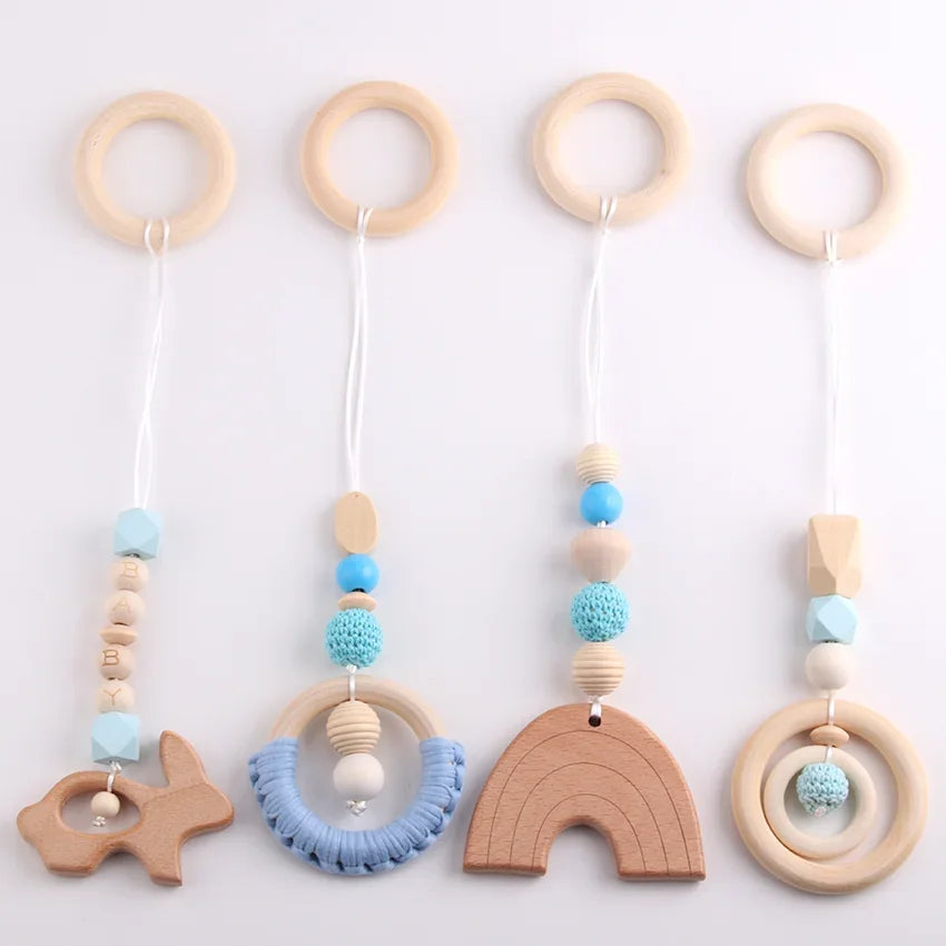 Wooden bead toys showing natural wood finish and safe materials