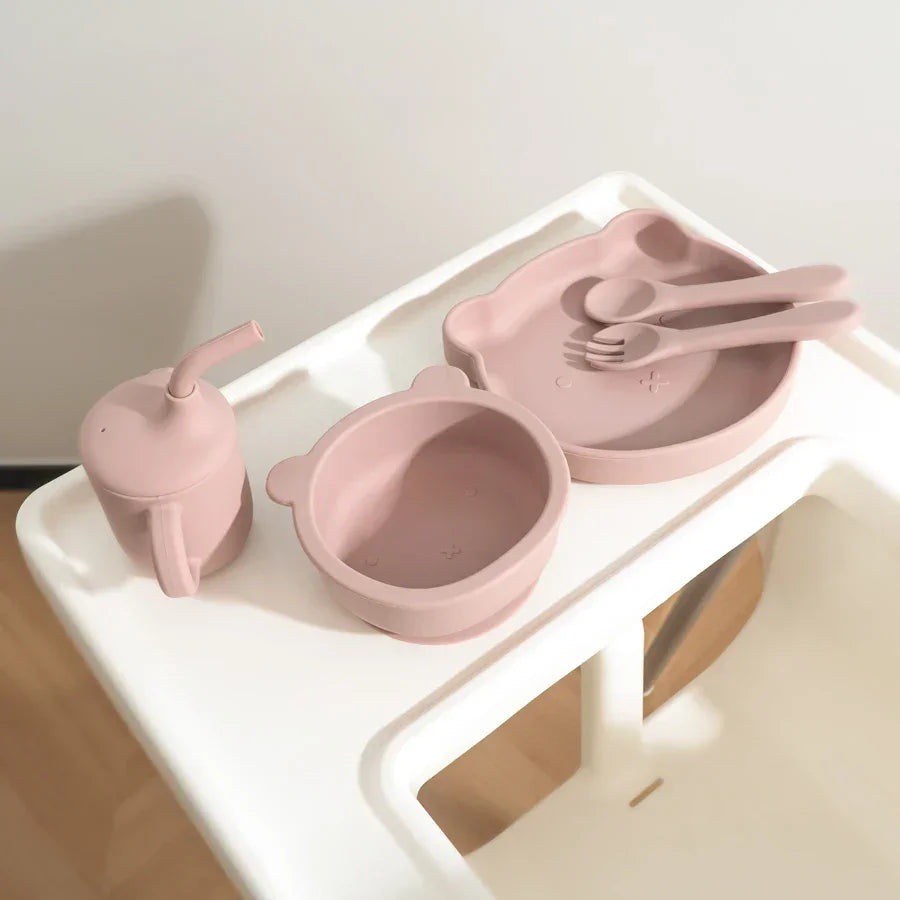 Silicone baby utensils - soft spoon and fork for self-feeding