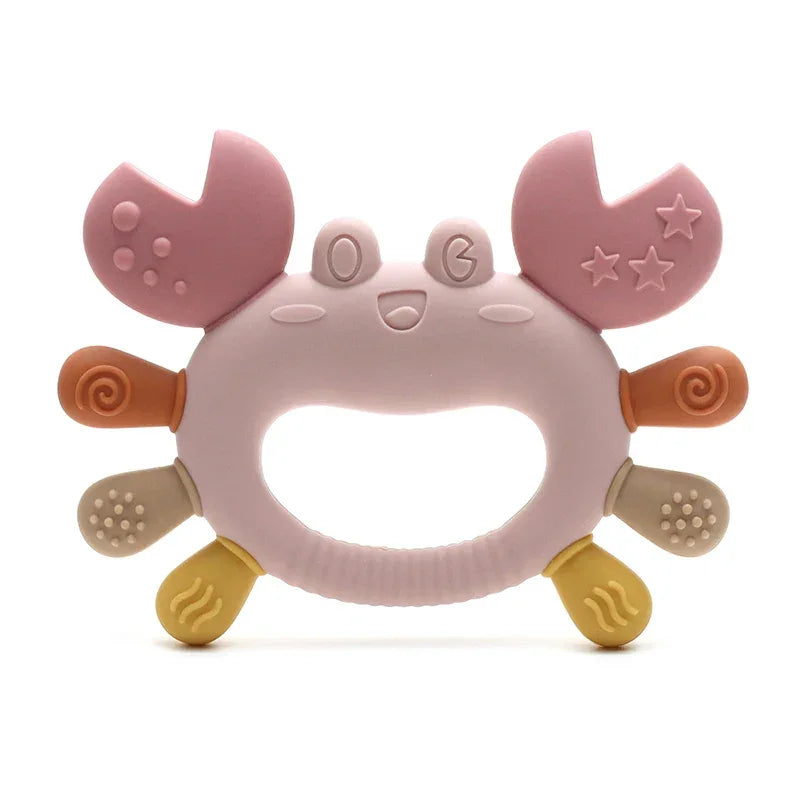 Crab silicone teether packaging and product details