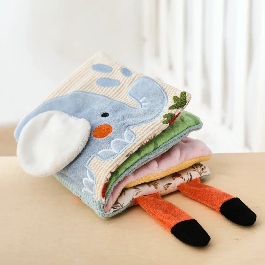 Sensory book with safe baby mirror for tummy time and visual development