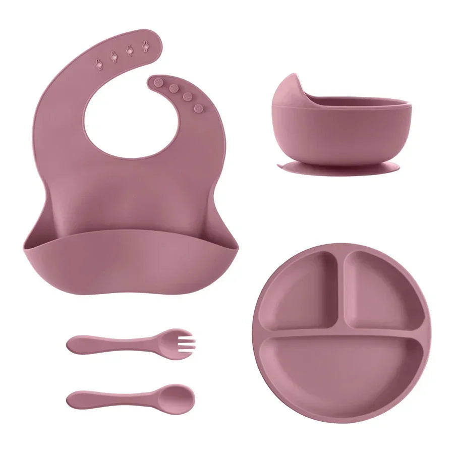 Silicone feeding set for self-feeding babies 6+ months