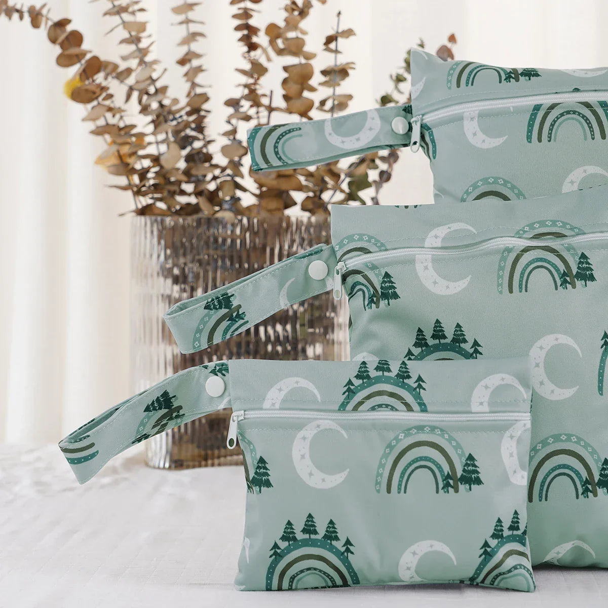 Reusable waterproof wet bags with zipper closure and carry handles