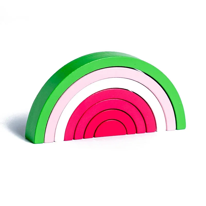 Wooden rainbow toy - develops fine motor skills ages 2+