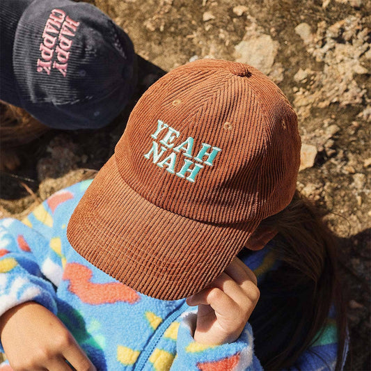 Kids Yeah Nah Cord Cap in Tobacco: Tobacco / 54