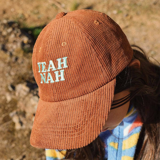 Kids Yeah Nah Cord Cap in Tobacco: Tobacco / 54