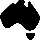 Black silhouette of Australia on a white background
